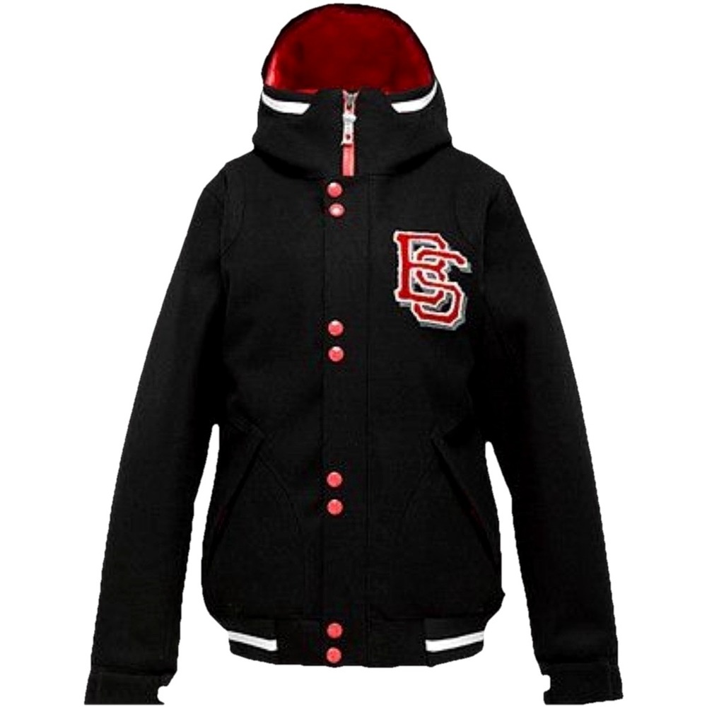 Burton Dryride Snowboard‎ Jacket Medium Hooded Varsity Letterman Coat Black Pink